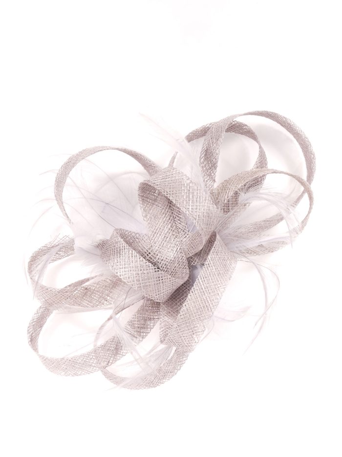 Tocado mediano plumas plata