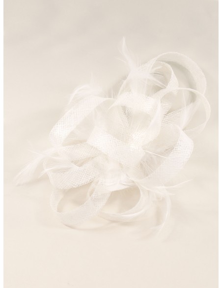 Tocado mediano plumas blanco