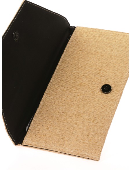 Cartera fiesta efecto rafia beige