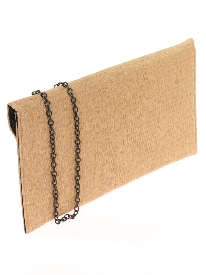 Cartera fiesta efecto rafia beige