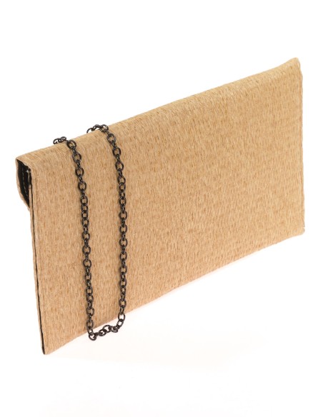Cartera fiesta efecto rafia beige