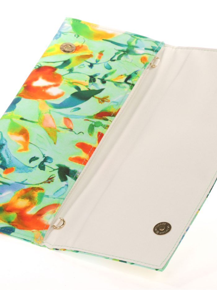 Cartera fiesta floral verde