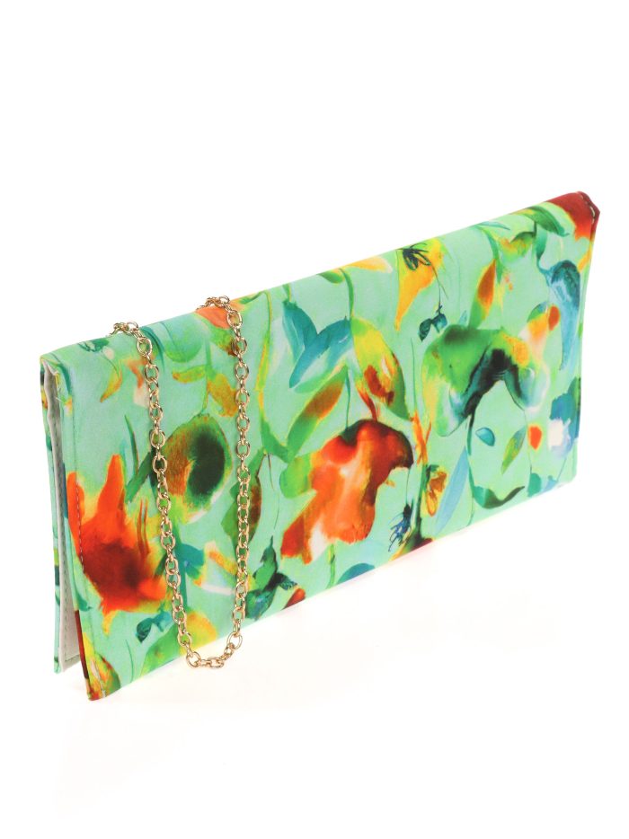 Cartera fiesta floral verde