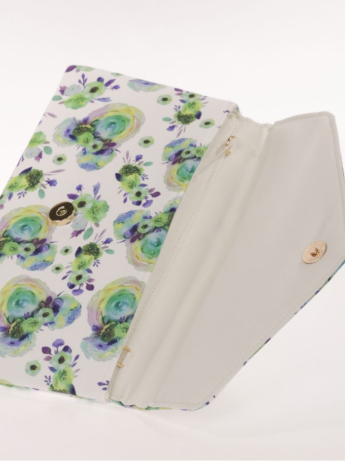 Cartera fiesta floral verde