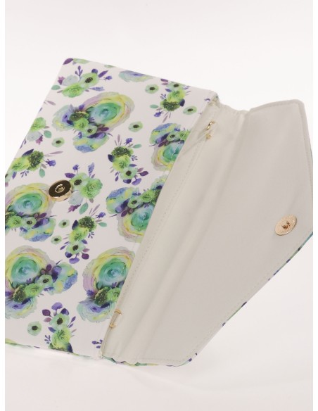 Cartera fiesta floral verde