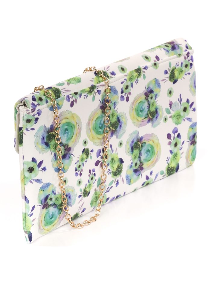 Cartera fiesta floral verde