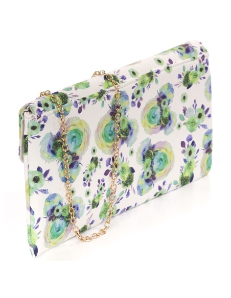 Cartera fiesta floral verde