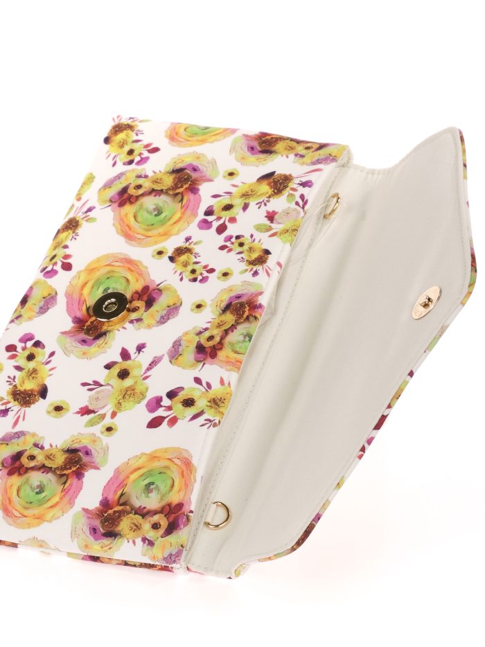 Cartera fiesta floral mostaza