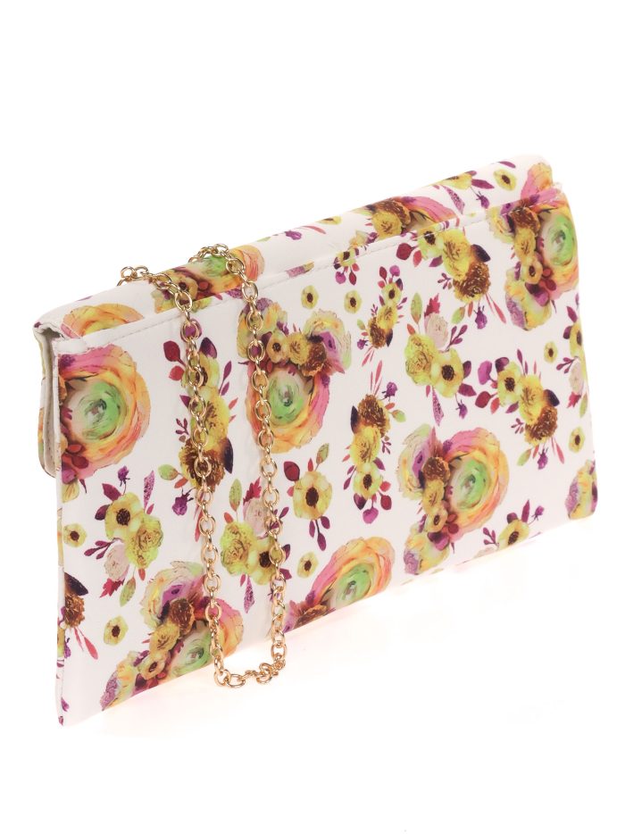 Cartera fiesta floral mostaza