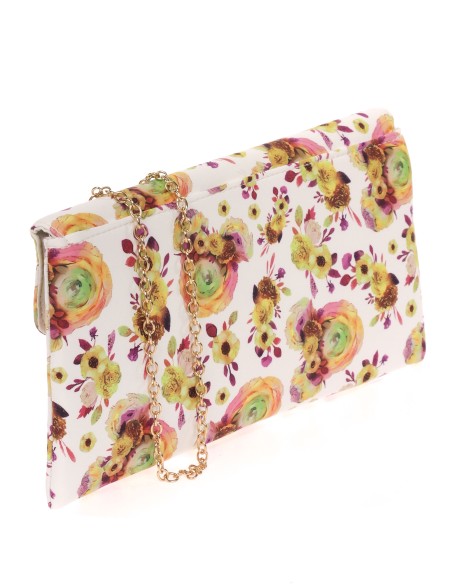 Cartera fiesta floral mostaza