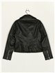 Faux leather biker jacket with topstitching black (M-XXL)