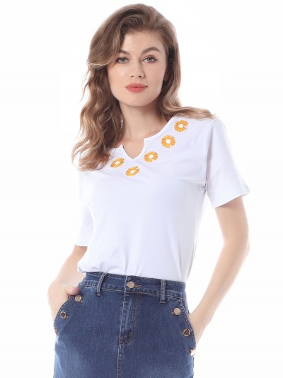 Embroidered t-shirt with daisies (M/L-XL/XXL)