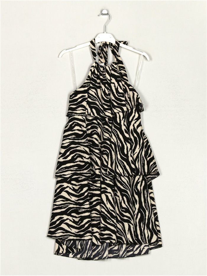 Zebra print dress negro