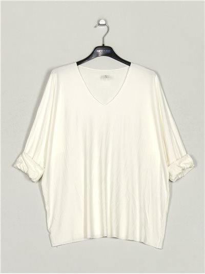 Plus size flowing t-shirt blanco