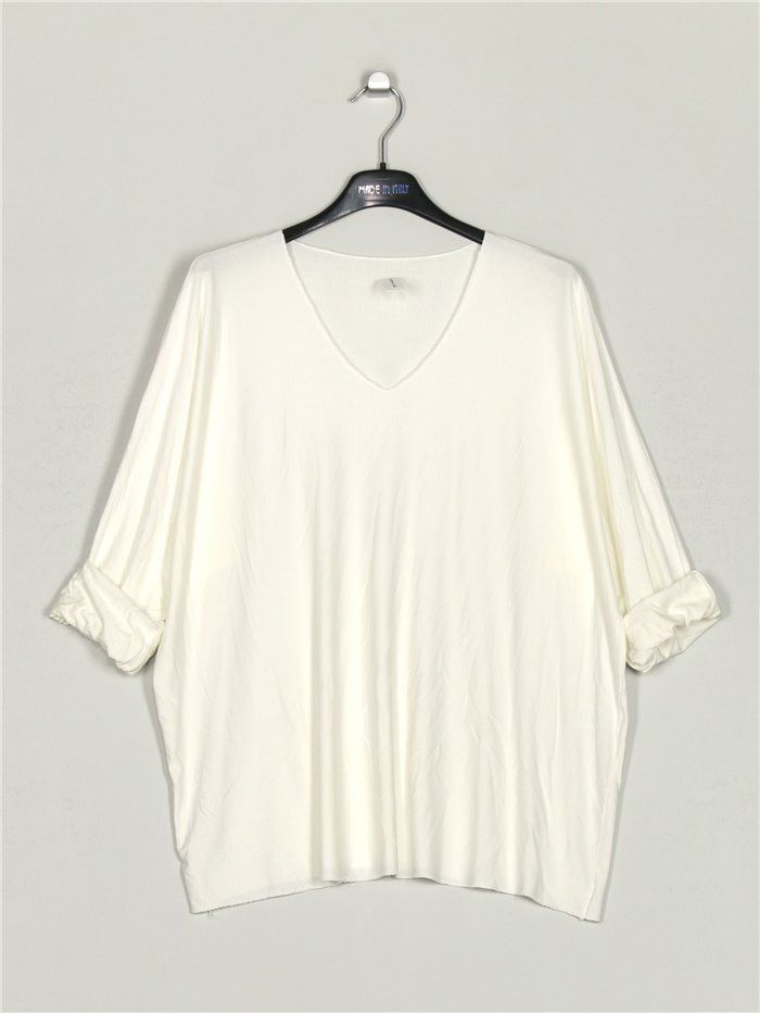 Plus size flowing t-shirt blanco