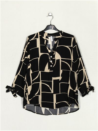 Printed blouse with bows negro