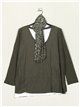 Plus size sweater with scarf + top verde-militar