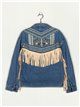 Embroidered denim jacket with fringing azul (S-XL)