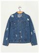 Embroidered denim jacket with fringing azul (S-XL)