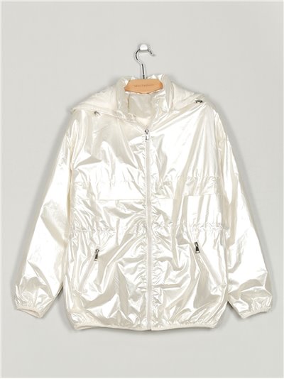 Parka water repellent with hood white (M-XXL)