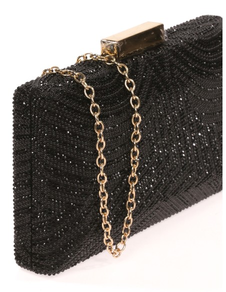 Clutch fiesta pedrería negro