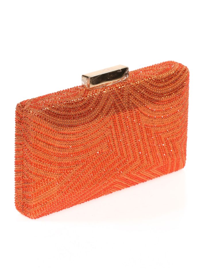 Clutch fiesta pedrería naranja