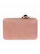 Faux leather clutch with flower rosa-palo