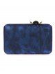 Faux leather clutch with flower azulon