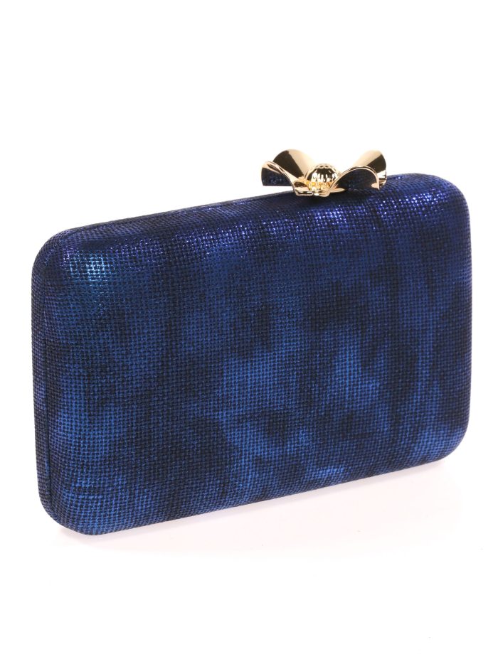 Pochette de soirée fleur bleu roi