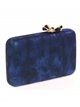 Faux leather clutch with flower azulon