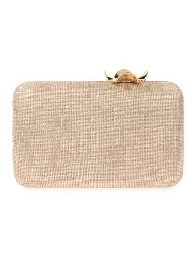 Faux leather clutch with flower oro-claro