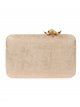 Faux leather clutch with flower oro-claro