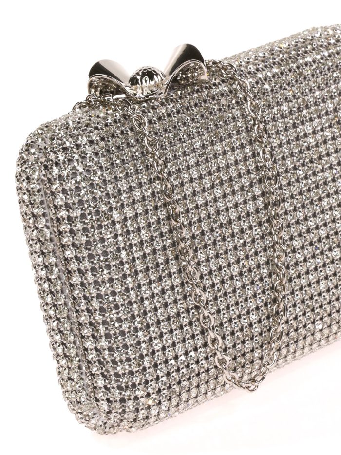 Clutch fiesta pedrería flor plata