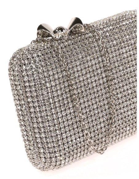 Clutch fiesta pedrería flor plata