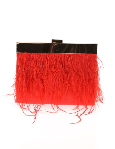 Clutch fiesta plumas rojo