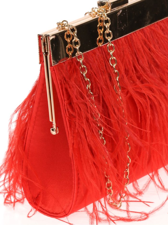 Clutch fiesta plumas rojo
