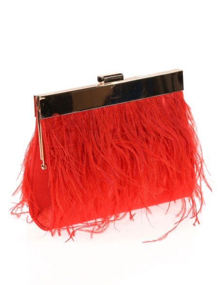 Clutch fiesta plumas rojo