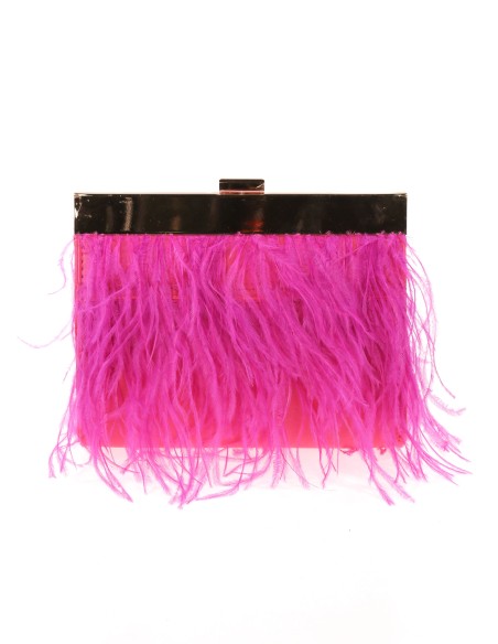 Clutch fiesta plumas fucsia
