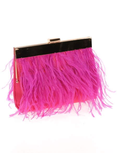 Clutch fiesta plumas fucsia
