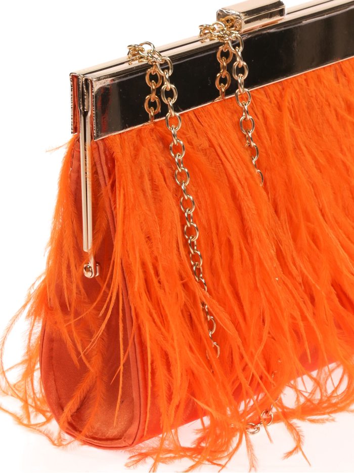 Clutch fiesta plumas naranja