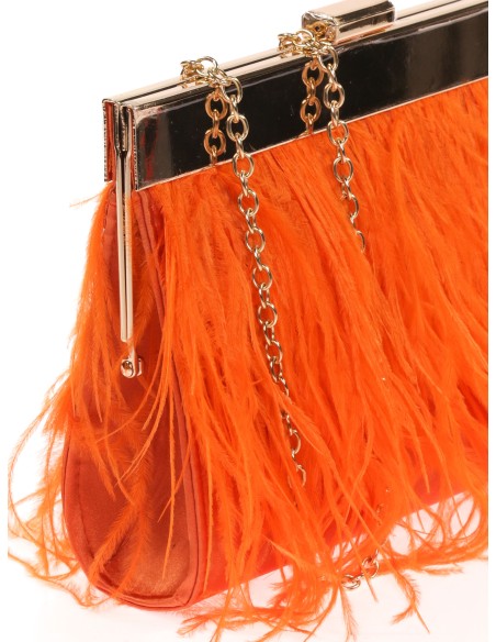 Clutch fiesta plumas naranja