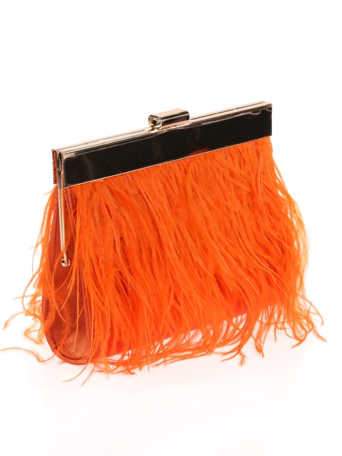 Clutch fiesta plumas naranja