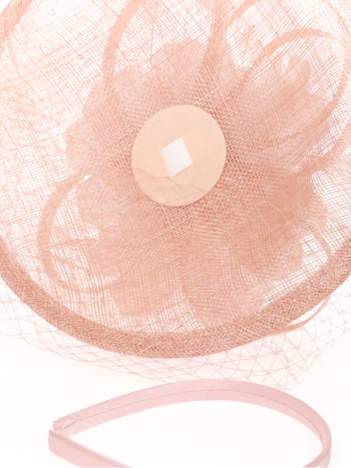 Tocado mediano plumas rosa-palo