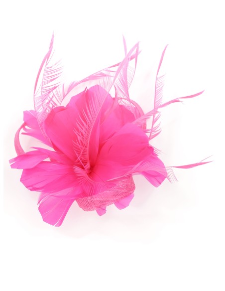 Tocado pequeño plumas fucsia