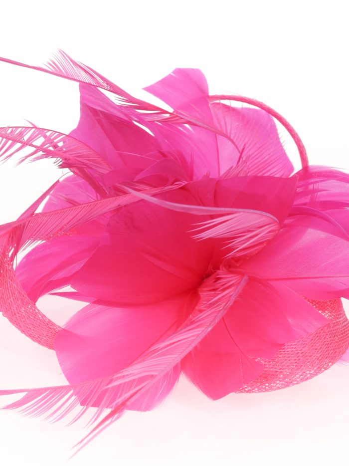 Tocado pequeño plumas fucsia
