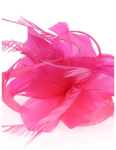 Tocado pequeño plumas fucsia