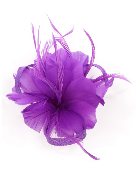 Tocado pequeño plumas morado