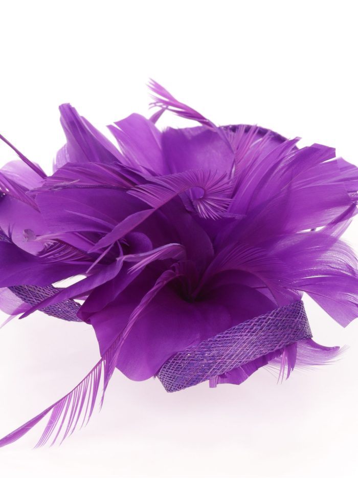 Tocado pequeño plumas morado