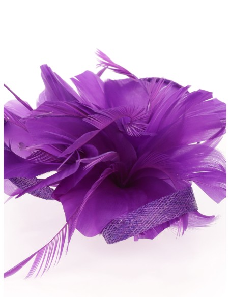 Tocado pequeño plumas morado