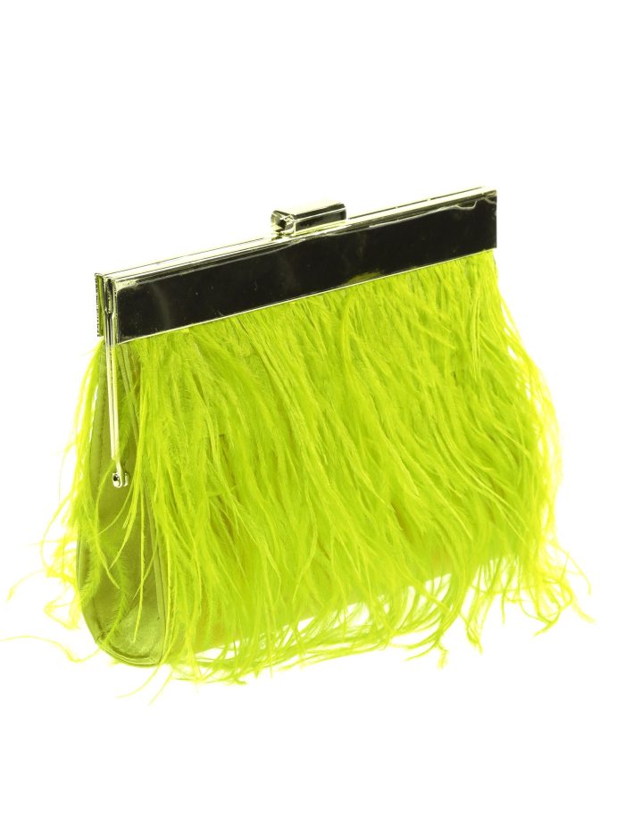 Clutch fiesta plumas lima-oscuro